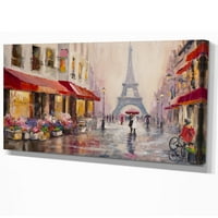 Designart 'Lovers in Paris Eiffelov toranj' Gradski pejzaži Slikarski Print na umotanom platnu