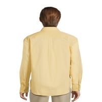Srebrna etiketa Muška čvrsta košulja dugih rukava sa džepom na prednjim grudima