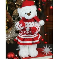 13.5 Retro Božić djevojka Santa medvjed u Jelena džemper Božić figura ukras
