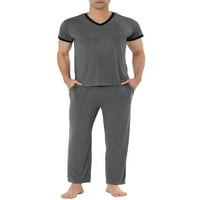 Muška odjeća za spavanje V-izrez kratki rukav i donji dio Lounge pidžama Set