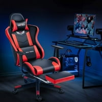 Stolica za igranje naslona za noge trkaća stolica sa naslonom za glavu i stolicom za lumbalnu potporu, crna+crvena
