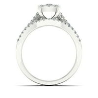 3 4ct TDW Diamond 10k klaster bijelog zlata vjenčani prsten Set