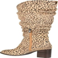 Ženska kolekcija Journee Aneil koljena visoko Slouch čizme Leopard Fau Suede M