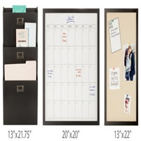 Gallery Solutions 3-dijelni zidni Organizator komandni centar sa skladištem i mjesečnim kalendarom, Crni