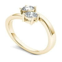 Imperial 1 4CT TDW Diamond 10k zaručnički prsten od žutog zlata od dva kamena