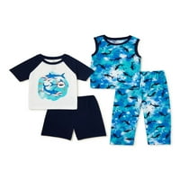 Udobna džemova majica za dječake i djevojčice, majica, šorc i pantalone, 4-dijelni Set za spavanje, veličine