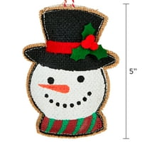Ležerna tradicija Burlap crno-bijeli snjegović Ornament Set, broji
