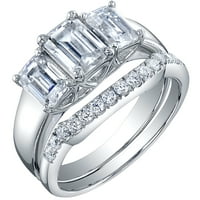 2. ct Moissanite smaragdni rez zaručnički prsten vjenčani prsten vjenčani Set od srebra