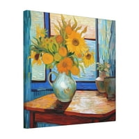 Platno ispisuje zidnu umjetnost ART apstrakt cvijeće Van Gogh klasične ulje za dnevnu sobu spavaća soba 16x16in