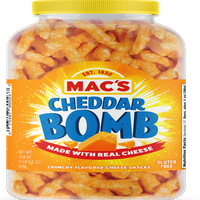 Mac's Crunchy Cheddar Bomb Cheese Snacks, 16. Oz kanister