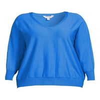 Terra & Sky ženski Plus Size džemper s V izrezom s Dolman rukavima, lagan