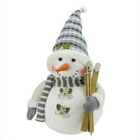 20 Alpski šik snjegović sa skijama i dugmadima od pahuljica Božićna dekoracija