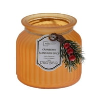 Oslonci brusnica mandarina Spice mirisna svijeća 2-Fit rebrasta Crvena tegla 17.5 oz