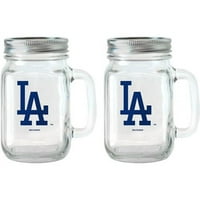 Oz Los Angeles Dodgers staklena tegla sa poklopcem i ručkom, 2pk