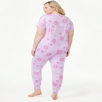 Joyspun ženska majica kratkih rukava i joggers pidžama set, dvodijelni, veličina S do 3x