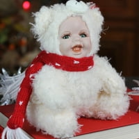 6.5 porculan beba u polarnom medvedu kostimu Kolekcionalna božićna lutka