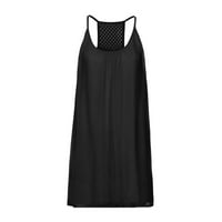 Crna mini haljina za ženske haljine kratkih rukava Dužina koljena Žene Ljeto nazad Kratka modna šifonska