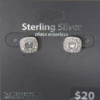 Bijele CZ Jastučaste naušnice sa Halo Sterling srebrnim klinovima