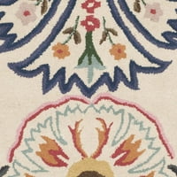 Cvjetni tepih za crtežu od vune, bjelokosti plavi, 6 '9 '