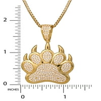 Shaquille O'neal Muška simulirana Dijamantska ogrlica od žutog zlata od Sterling srebra, 24 lanac