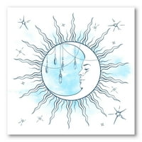 Plavi polumjesec sa zvijezdama i privjescima od Mjesečevog kamena slika na platnu Art Print