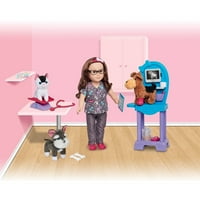 My Life as 18 Doll of the Year veterinar Doll Play Set, Brown Hair