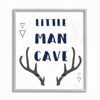 Dječija Soba Od Stupell Little Man Pećinskih Rogova Tipografija Siva Uokvirena Teksturirana Umjetnost
