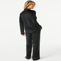 Joyspun ženski velur pleteni set pidžama, 2 komada, veličine S do 5X