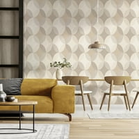 Fine Decor Wallcoverings Kirby Taupe Oval Geo Wallpaper