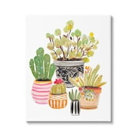 Stupell uzorke s uzorkom Kaktus Vrt Botanica i cvjetna slikarstvo Galerija zamotana platna Print Wall Art