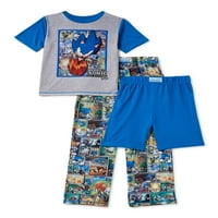 Sonic The Hedgehog Boys kratki rukav, pantalone i šorc, 3-dijelni set pidžame, veličine 4-12