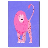Wynwood Studio Canvas Girl Favorite Lion životinje FENINES Zidno umjetnosti Platno Ispiši ljubičastu 16x24