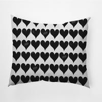 20 x14 jednostavno Daisy Valentines XOXO obojena srca Poli zatvoreni vanjski jastuk, crno-bijela Količina