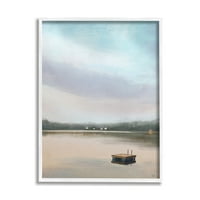 Stupell Industries Lone Floating Dock Serene pogled na jezero pastelno nebo slika bijeli uokvireni umjetnički