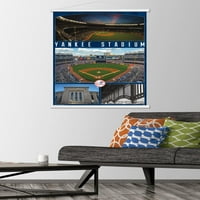 New York Yankees-zidni Poster stadiona sa drvenim magnetnim okvirom, 22.375 34