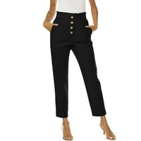 Duge hlače za žene modne žene plus veličine casual solidne elastične struk džep labave hlače crna l