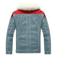 Muški jakne jesen zimska modna traper jean boja koja odgovara reveru plus baršunast debeli kaput