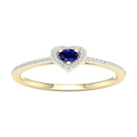 Imperial dragi kamen 10k žuto zlato okrugli rez plavi safir CT TW dijamantski srčani oblik Halo ženski prsten