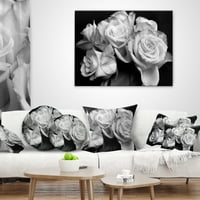 Designart gomila ruža crno-bijela - cvjetni jastuk-16x16