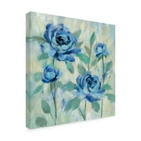 Zaštitni znak likovne umjetnosti 'Brushy Blue Flowers I' platno Art Silvia Vassileva