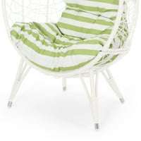 Jayson Vanjska pletena stolica u obliku suze sa jastukom, bijela i zelena