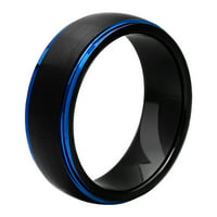 Muška crna i plava volframova satenska završna traka korak Ivica vjenčana traka - muški prsten