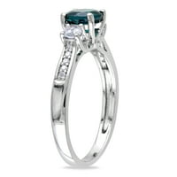 1-karat T. G. W. stvorio smaragd i stvorio bijeli safir i dijamant-Accent 10kt prsten od bijelog zlata od