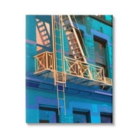 Stupell Industries Urbana Gradska arhitektura zgrada plava večernja rasvjeta slikarska Galerija zamotano