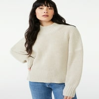 Ženski predimenzionirani džemper sa lažnim vratom