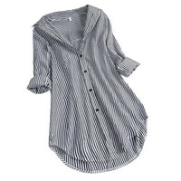 Scyoekwg Clearence modni vrhovi dugih rukava za žene Žene Stripe Loose Top Majice Bluza Dugi rukav Ovratnik