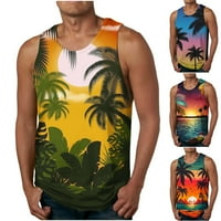 Mens rezervoar za plažu Ljetni tropski grafički grafički majica bez rukava Havaji povremeni labavi mišićni