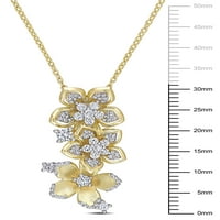 Karat T. G. W. bijeli safir i karat T. W. dijamantski Žuti Rodijumski srebrni cvetni privezak sa lancem