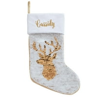 Personalizirana čarapa od jelenskog zlata do bijele šljokice