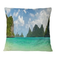 Designart Thailand Beach Panorama - pejzažni štampani jastuk - 18x18